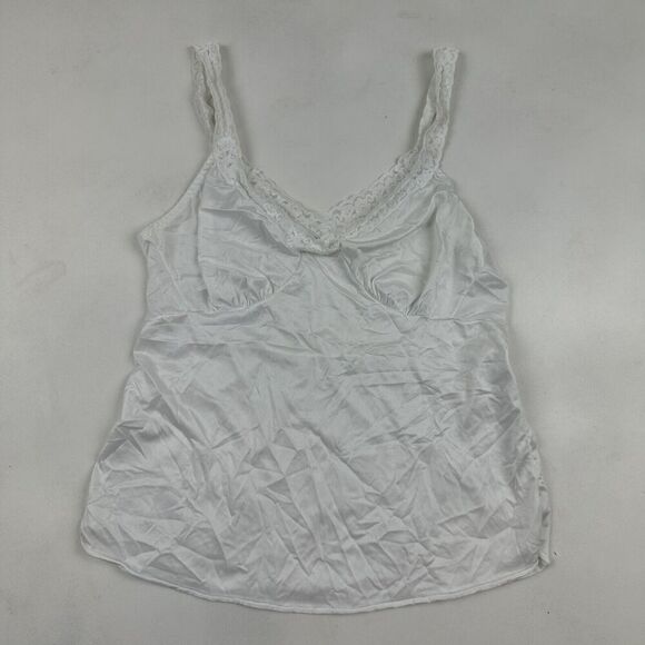 VTG Dixie Belle Lace Trim Nylon White Satin V-Neck Camisole Tank Sz 34 - Picture 2 of 8
